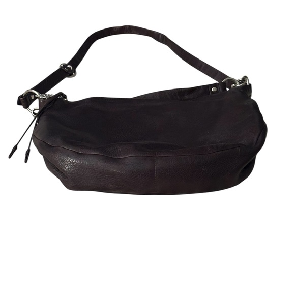 Vintage Coach 100% Leather-Pebble Texture Hobo Crossbody Shoulder Bag Dark Brown - Picture 8 of 16